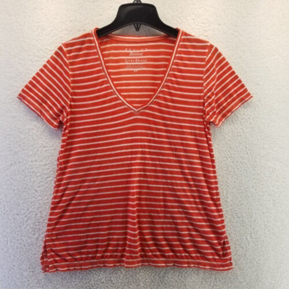 Women's Orange Striped Lucky Brand Tee Shirt size small *No Tags, but New*